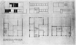 Progetto per una casa e studio per Bertalan Por, prospetti e pia Progetto per una casa e studio per Bertalan Por, prospetti e pia