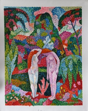 Bagnanti: Due Nudi in un paesaggio esotico