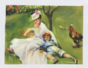 Camille Monet e suo figlio Jean nel giardino di Argenteuil