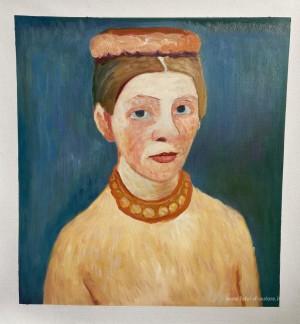 Autoritratto con il rosso corona di fiori e la catena