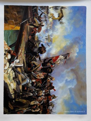 Napoleone Bonaparte che porta le sue truppe sul ponte di Arcol