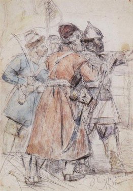 Yermak con cosacchi (studio su "La conquista della Siberia da pa Yermak con cosacchi (studio su "La conquista della Siberia da pa